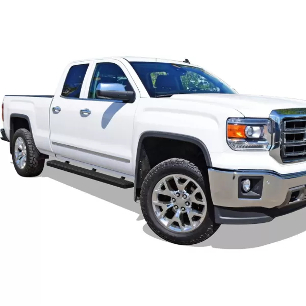 imageAPS Silver 6in Wheel to Wheel Running Boards Side Bars Steps Compatible with Chevy Silverado GMC Sierra 20072018 Double Cab Extended Cab 55ft Short Bed ampamp 2500 2019 Exclude 07 ClassicAluminum Black