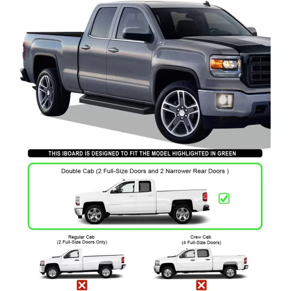 imageAPS Silver 6in Wheel to Wheel Running Boards Side Bars Steps Compatible with Chevy Silverado GMC Sierra 20072018 Double Cab Extended Cab 55ft Short Bed ampamp 2500 2019 Exclude 07 ClassicAluminum Black