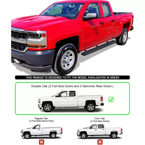 imageAPS Silver 6in Wheel to Wheel Running Boards Side Bars Steps Compatible with Chevy Silverado GMC Sierra 20072018 Double Cab Extended Cab 55ft Short Bed ampamp 2500 2019 Exclude 07 ClassicAluminum Black