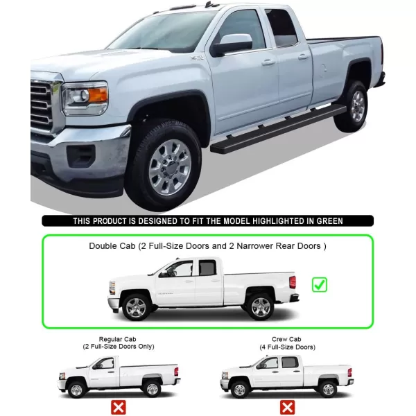imageAPS Silver 6in Wheel to Wheel Running Boards Side Bars Steps Compatible with Chevy Silverado GMC Sierra 20072018 Double Cab Extended Cab 55ft Short Bed ampamp 2500 2019 Exclude 07 ClassicAluminum Black