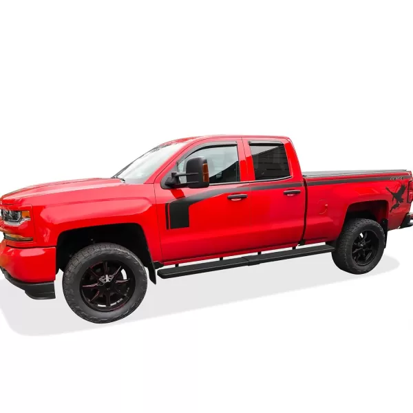 imageAPS Silver 6in Wheel to Wheel Running Boards Side Bars Steps Compatible with Chevy Silverado GMC Sierra 20072018 Double Cab Extended Cab 55ft Short Bed ampamp 2500 2019 Exclude 07 ClassicAluminum Black