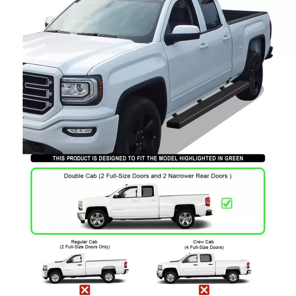 imageAPS Silver 6in Wheel to Wheel Running Boards Side Bars Steps Compatible with Chevy Silverado GMC Sierra 20072018 Double Cab Extended Cab 55ft Short Bed ampamp 2500 2019 Exclude 07 ClassicAluminum Black