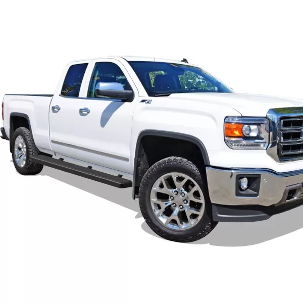 imageAPS Silver 6in Wheel to Wheel Running Boards Side Bars Steps Compatible with Chevy Silverado GMC Sierra 20072018 Double Cab Extended Cab 55ft Short Bed ampamp 2500 2019 Exclude 07 ClassicAluminum Black