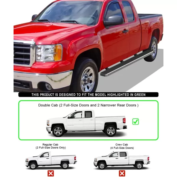 imageAPS Silver 6in Wheel to Wheel Running Boards Side Bars Steps Compatible with Chevy Silverado GMC Sierra 20072018 Double Cab Extended Cab 55ft Short Bed ampamp 2500 2019 Exclude 07 ClassicAluminum Silver