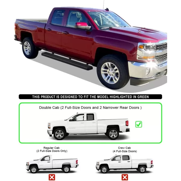 imageAPS Silver 6in Wheel to Wheel Running Boards Side Bars Steps Compatible with Chevy Silverado GMC Sierra 20072018 Double Cab Extended Cab 55ft Short Bed ampamp 2500 2019 Exclude 07 ClassicBlack