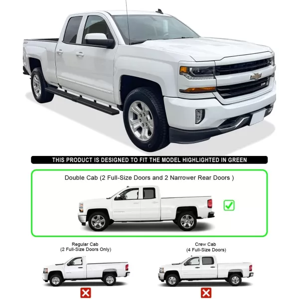 imageAPS Silver 6in Wheel to Wheel Running Boards Side Bars Steps Compatible with Chevy Silverado GMC Sierra 20072018 Double Cab Extended Cab 55ft Short Bed ampamp 2500 2019 Exclude 07 ClassicAluminum Black