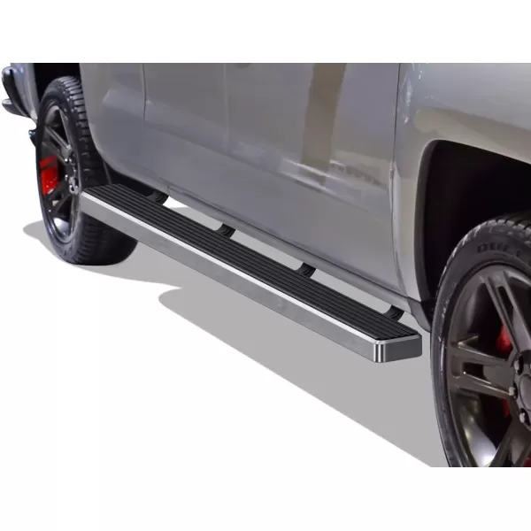 imageAPS Silver 6in Wheel to Wheel Running Boards Side Bars Steps Compatible with Chevy Silverado GMC Sierra 20072018 Double Cab Extended Cab 55ft Short Bed ampamp 2500 2019 Exclude 07 ClassicAluminum Silver