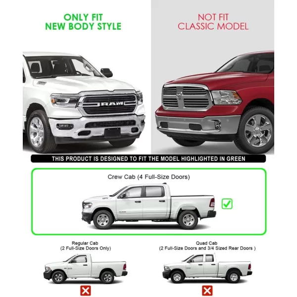 imageAPS Stainless Steel Pocket Steps Running Boards Side Bars Compatible with Ram 1500 20192024 Crew Cab Will Not Fit 2018 Previous Generation Build in 1924Black