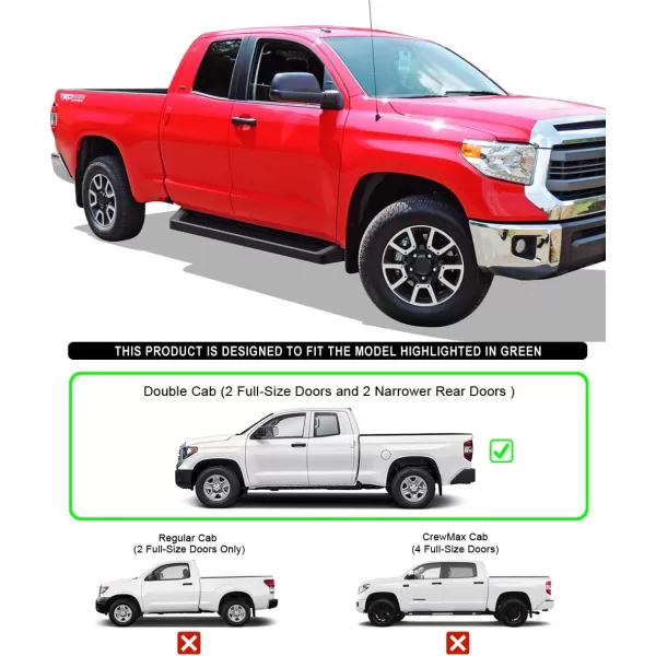 imageAPS Wheel to Wheel Running Boards 5in Compatible with Toyota Tundra 20072021 Double Cab 55ft Bed Stainless Steel Nerf Bars Side Steps Side BarsAluminum Black