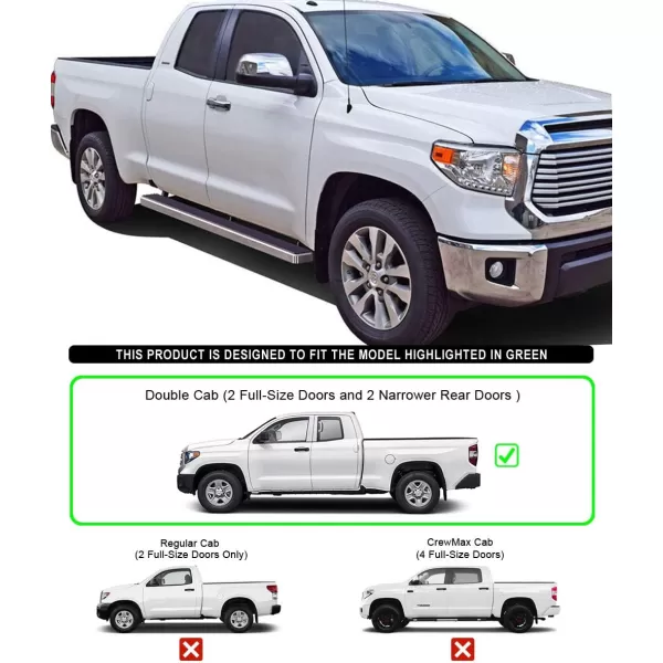 imageAPS Wheel to Wheel Running Boards 5in Compatible with Toyota Tundra 20072021 Double Cab 55ft Bed Stainless Steel Nerf Bars Side Steps Side BarsSilver