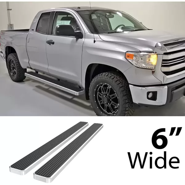 imageAPS Wheel to Wheel Running Boards 5in Compatible with Toyota Tundra 20072021 Double Cab 55ft Bed Stainless Steel Nerf Bars Side Steps Side BarsSilver
