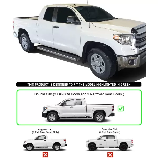 imageAPS Wheel to Wheel Running Boards 5in Compatible with Toyota Tundra 20072021 Double Cab 55ft Bed Stainless Steel Nerf Bars Side Steps Side BarsSilver