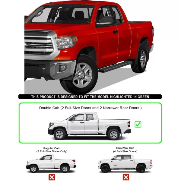 imageAPS Wheel to Wheel Running Boards 5in Compatible with Toyota Tundra 20072021 Double Cab 55ft Bed Stainless Steel Nerf Bars Side Steps Side BarsStainless Steel Black