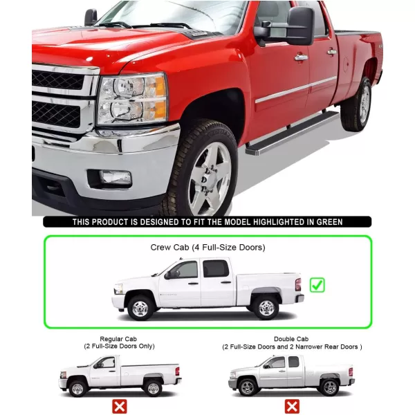 imageAPS iBoard Fifth Generation 5inch Black Stainless Steel Running Boards Side Step for Selected Chevy Silverado GMC Sierra Crew CabStainless Steel Polished