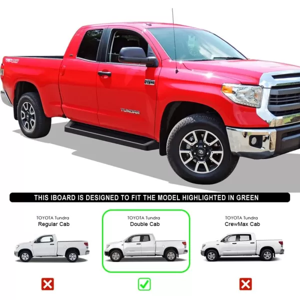 imageAPS iBoard Third Generation Black Aluminum Running Boards Side Step for Selected Toyota Tundra Double Cab