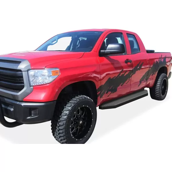 imageAPS iBoard Third Generation Black Flat Style Running Boards Side Step for Selected Toyota Tundra Double CabAluminum Black