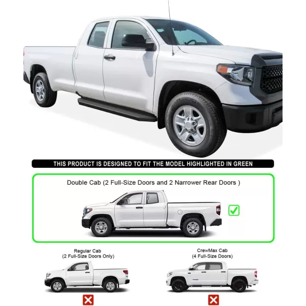 imageAPS iBoard Third Generation Black Flat Style Running Boards Side Step for Selected Toyota Tundra Double CabAluminum Black