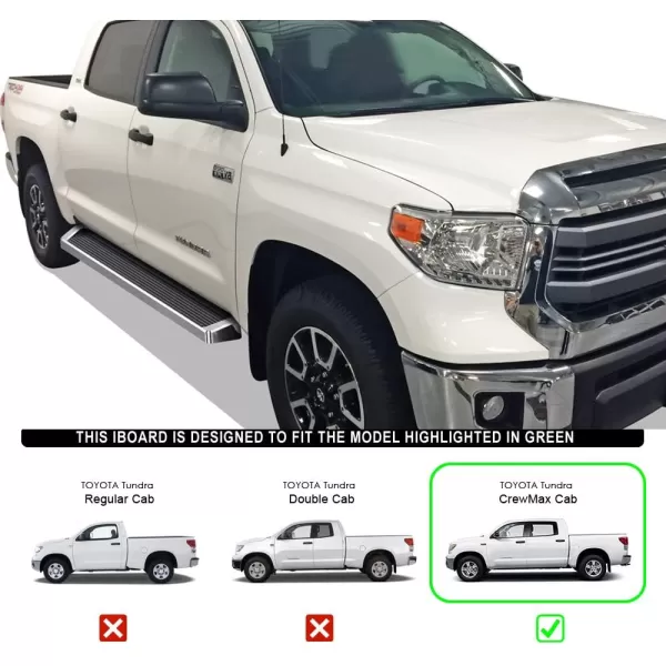 imageAPS iBoard Third Generation Black Flat Style Running Boards Side Step for Selected Toyota Tundra Double CabSilver