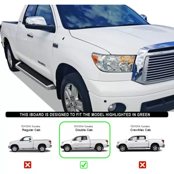 imageAPS iBoard Third Generation Silver Aluminum Running Boards Side Step for Selected Toyota Tundra Double Cab