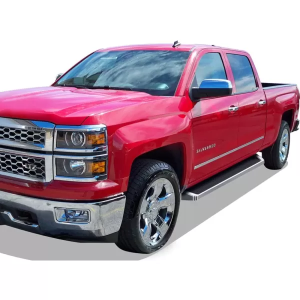 imageiBoard Third Generation Silver Aluminum Running Boards Side Step for Selected Chevy Silverado Sierra Crew Cab