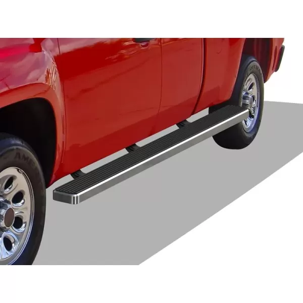 imageAPS 6in Stainless Steel Polished Flat Style Running Boards Bars Compatible with Chevy Silverado GMC Sierra 20072018 Double Cab Extended Cab ampamp 2500 HD 2019 Exclude 07 ClassicInclude 19 1500 LDAluminum Silver