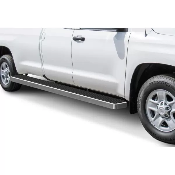 imageAPS Black Powder Coated Running Board Style Running Boards Nerf Bars Side Steps Compatible with Toyota Tundra 20072021 Double CabAluminum Silver
