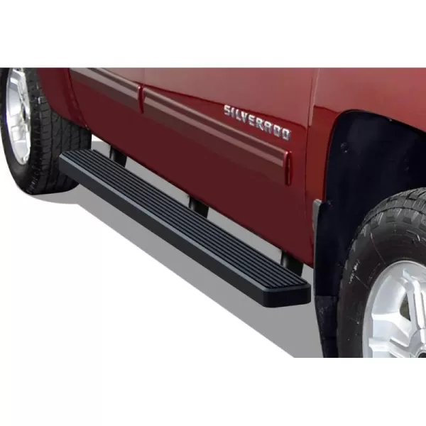 imageAPS IBCZ4998 Black 5quot Running Board Side Step iBoard Third Generation For Selected Chevy SilveradoGMC Sierra Crew Cab Aluminum5 inches