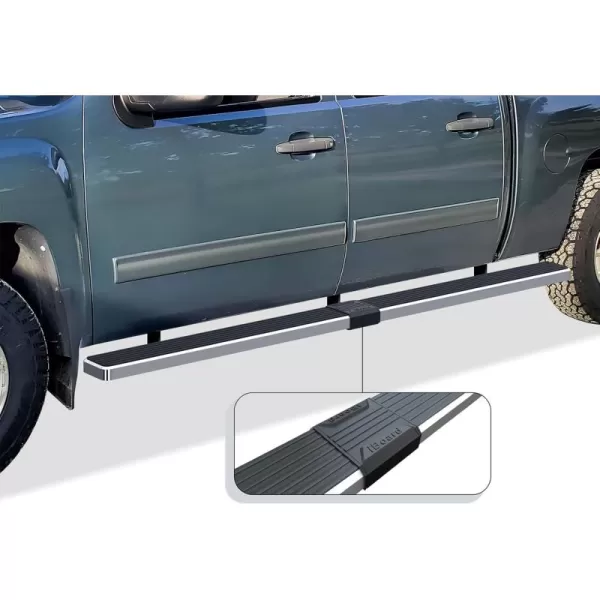 imageAPS Running Boards 5inch Black Compatible with Chevy Silverado GMC Sierra 1500 20012013 Crew Cab ampamp 2500 3500 20012014 Exclude CK Classic Stainless Steel Nerf Bars Side Steps Side BarsStainless Steel Polished