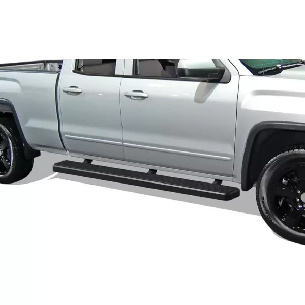 imageAPS Silver 6in Wheel to Wheel Running Boards Side Bars Steps Compatible with Chevy Silverado GMC Sierra 20072018 Double Cab Extended Cab 55ft Short Bed ampamp 2500 2019 Exclude 07 ClassicStainless Steel Black