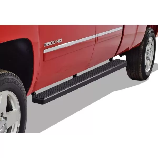 imageAPS iBoard Fifth Generation 5inch Black Stainless Steel Running Boards Side Step for Selected Chevy Silverado GMC Sierra Crew CabStainless Steel Black