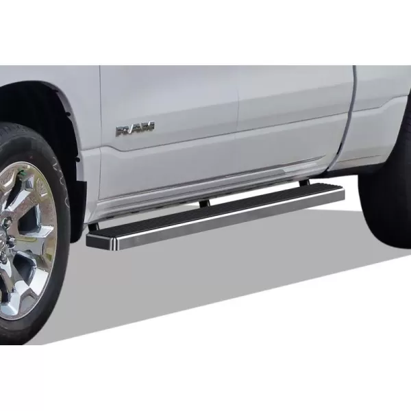 imageAPS iBoard Third Generation 5inch Black Aluminum Running Boards Side Step for Selected Dodge Ram 1500 Crew CabSilver