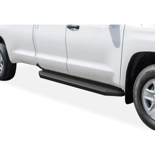 imageAPS iBoard Third Generation Black Flat Style Running Boards Side Step for Selected Toyota Tundra Double CabAluminum Black