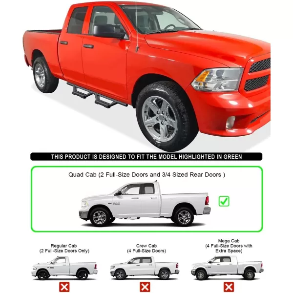 imageAPS Black 6 Inches Tubular Drop Down Style Nerf Bars Running Boards Compatible with Dodge Ram 1500 20092018 Quad CabBlack