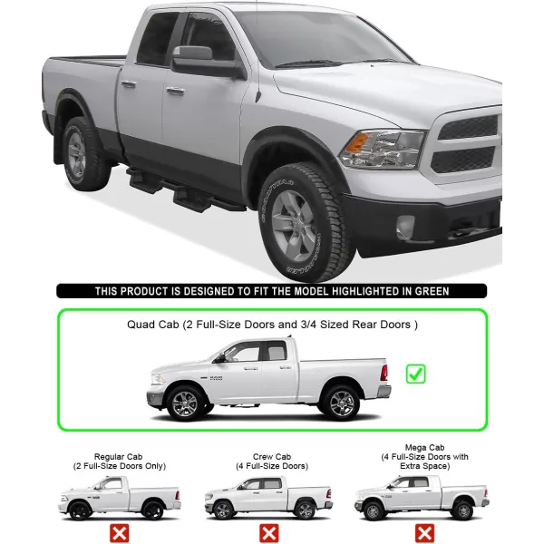 imageAPS Black 6 Inches Tubular Drop Down Style Nerf Bars Running Boards Compatible with Dodge Ram 1500 20092018 Quad CabBlack