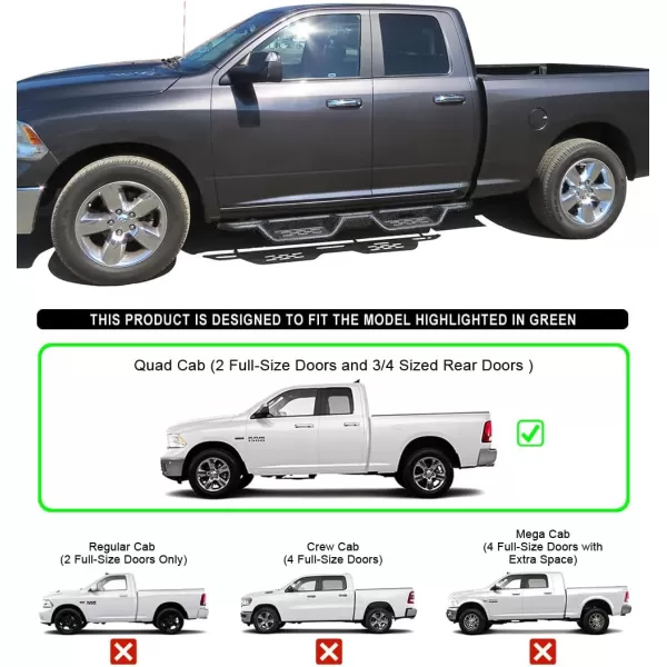 imageAPS Black 6 Inches Tubular Drop Down Style Nerf Bars Running Boards Compatible with Dodge Ram 1500 20092018 Quad CabBlack