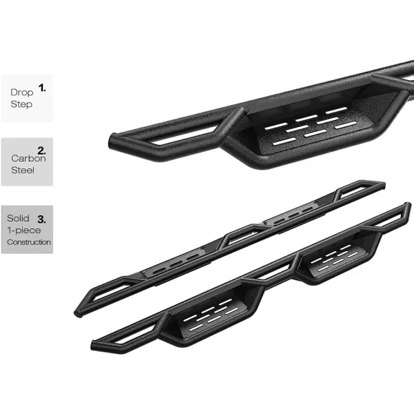 imageAPS Black 6 Inches Tubular Drop Down Style Nerf Bars Running Boards Compatible with Ford F150 20092014 SuperCrew Cab Drilling RequiredBlack