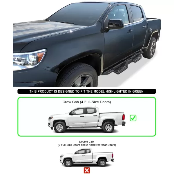 imageAPS Black 6 Inches Tubular Drop Down Style Side Bars Running Boards Compatible with Chevy Colorado GMC Canyon 20152024 Crew CabBlack