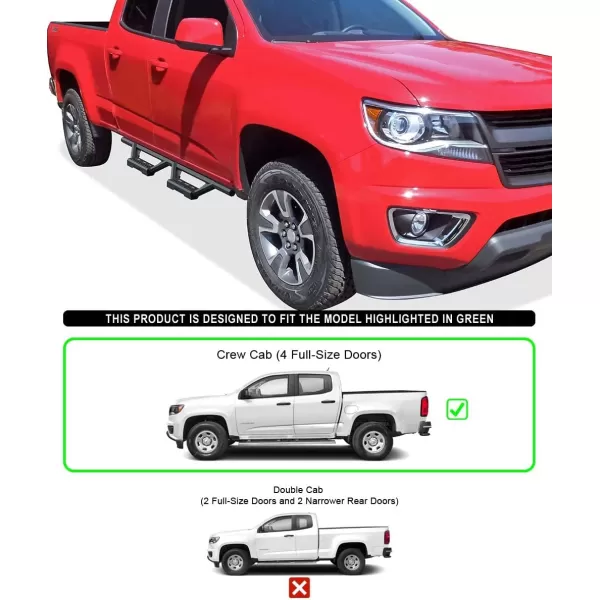 imageAPS Black 6 Inches Tubular Drop Down Style Side Bars Running Boards Compatible with Chevy Colorado GMC Canyon 20152024 Crew CabBlack