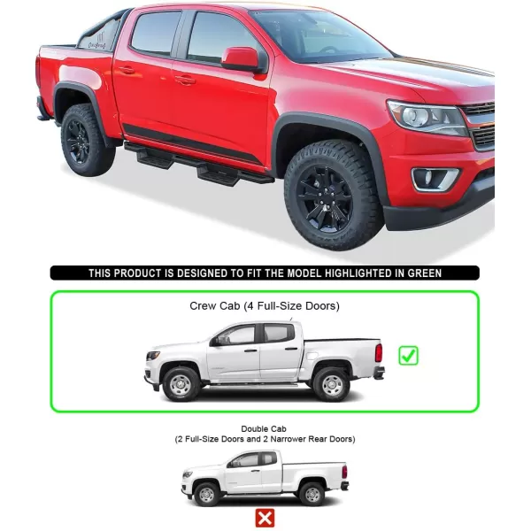 imageAPS Black 6 Inches Tubular Drop Down Style Side Bars Running Boards Compatible with Chevy Colorado GMC Canyon 20152024 Crew CabBlack