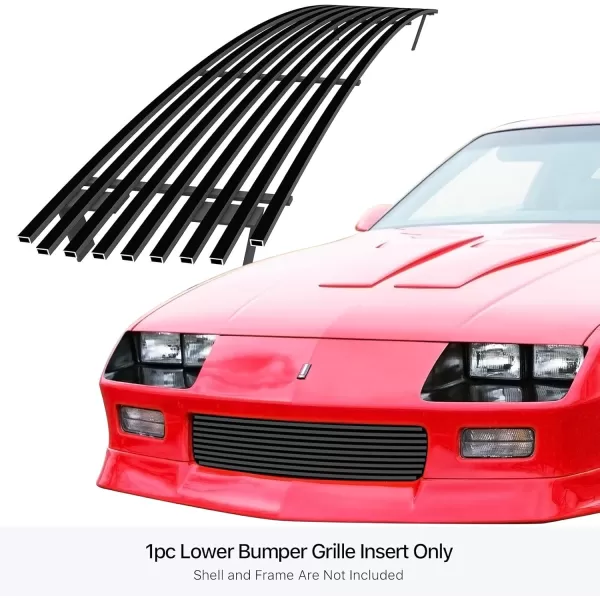 imageAPS Compatible with Chevy Camaro 19881992 Lower Bumper Stainless Steel SS Chrome Billet Front Grill Grille Insert C85241ABlack