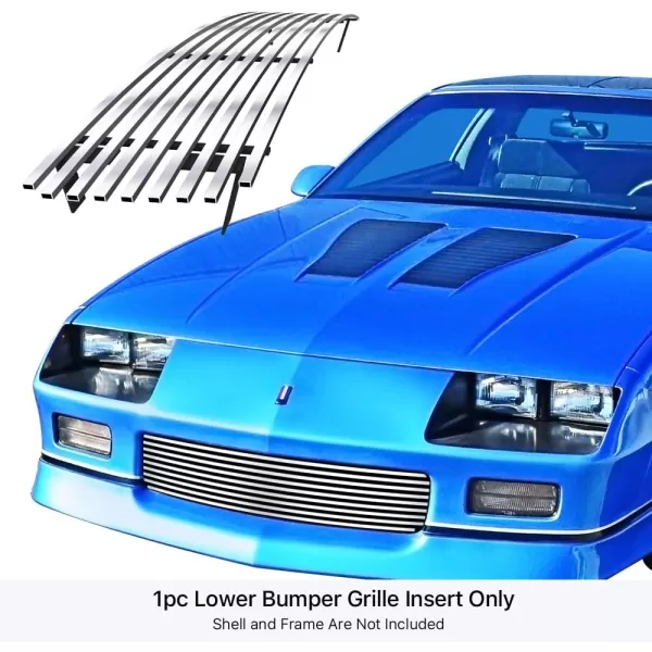 imageAPS Compatible with Chevy Camaro 19881992 Lower Bumper Stainless Steel SS Chrome Billet Front Grill Grille Insert C85241AChrome