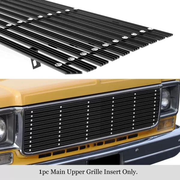 imageAPS Compatible with Chevy GMC C K Pickup Suburban Blazer 19731980 Main Upper Stainless Steel Chrome 8x6 Billet Front Grill Grille Insert C85008CBlack