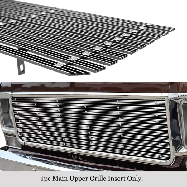 imageAPS Compatible with Chevy GMC C K Pickup Suburban Blazer 19731980 Main Upper Stainless Steel Chrome 8x6 Billet Front Grill Grille Insert C85008CChrome