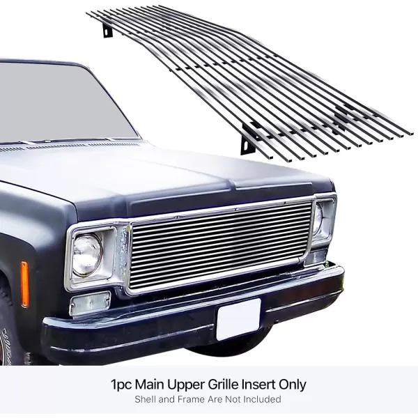 imageAPS Compatible with Chevy GMC C K Pickup Suburban Blazer 19731980 Main Upper Stainless Steel Chrome 8x6 Billet Front Grill Grille Insert C85008CChrome