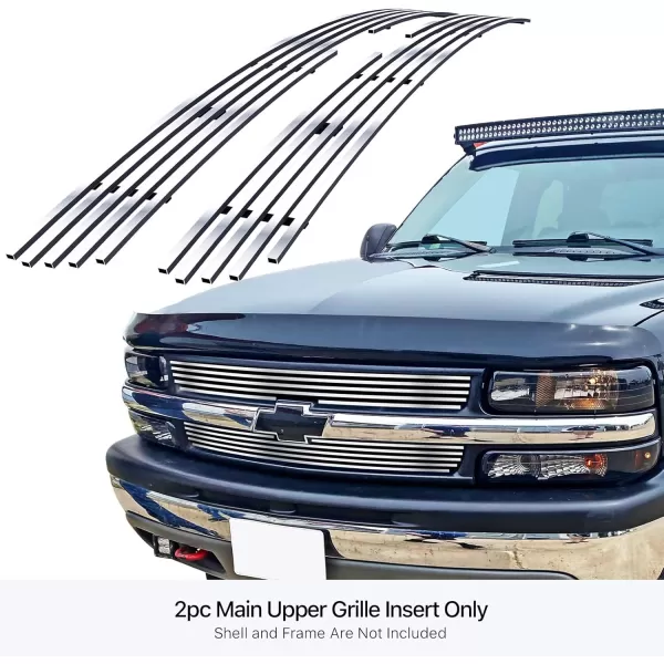 imageAPS Compatible with Chevy Silverado 1500 2500 3500 19992000 ampamp Suburban Tahoe 0006 Main Upper Stainless Steel SS Black Billet Front Grill Grille Insert C65701HChrome
