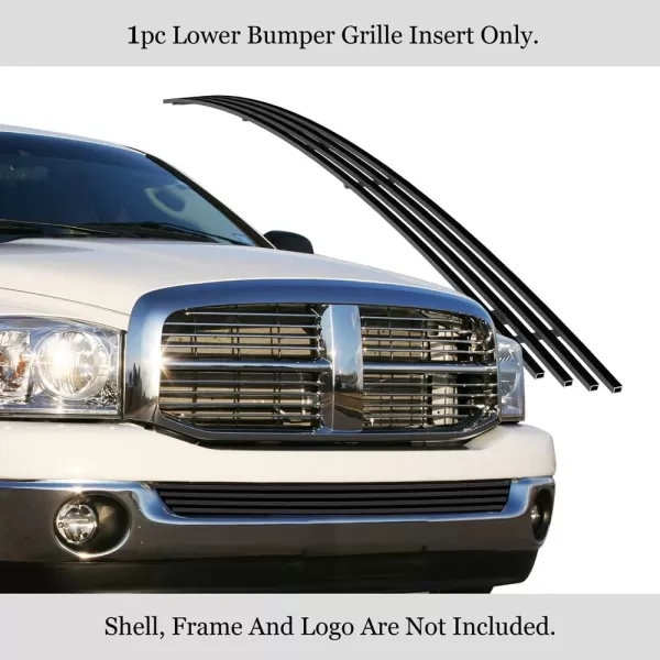 imageAPS Compatible with Dodge Ram 1500 20022008 ampamp 0209 Ram 2500 3500 Lower Bumper Stainless Steel SS Chrome Billet Front Grill Grille Insert D65375ABlack
