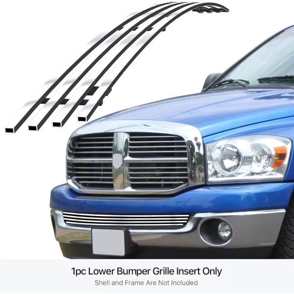 imageAPS Compatible with Dodge Ram 1500 20022008 ampamp 0209 Ram 2500 3500 Lower Bumper Stainless Steel SS Chrome Billet Front Grill Grille Insert D65375AChrome