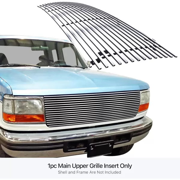 imageAPS Compatible with Ford Bronco F150 F250 F350 19921996 Main Upper Stainless Steel SS Chrome Billet Front Grill Grille Insert F85007A