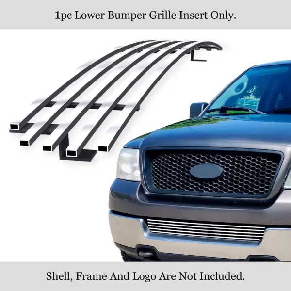 imageAPS Compatible with Ford F150 20042005 Lower Bumper Stainless Steel SS Black Billet Front Grill Grille Insert F85351HChrome