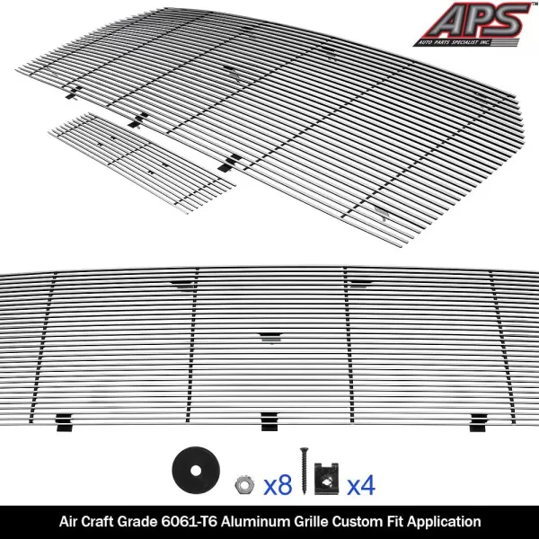 imageAPS Compatible with Ford F150 20152017 Aluminum Chrome Horizontal Billet Grille Grill Insert Combo F81361A